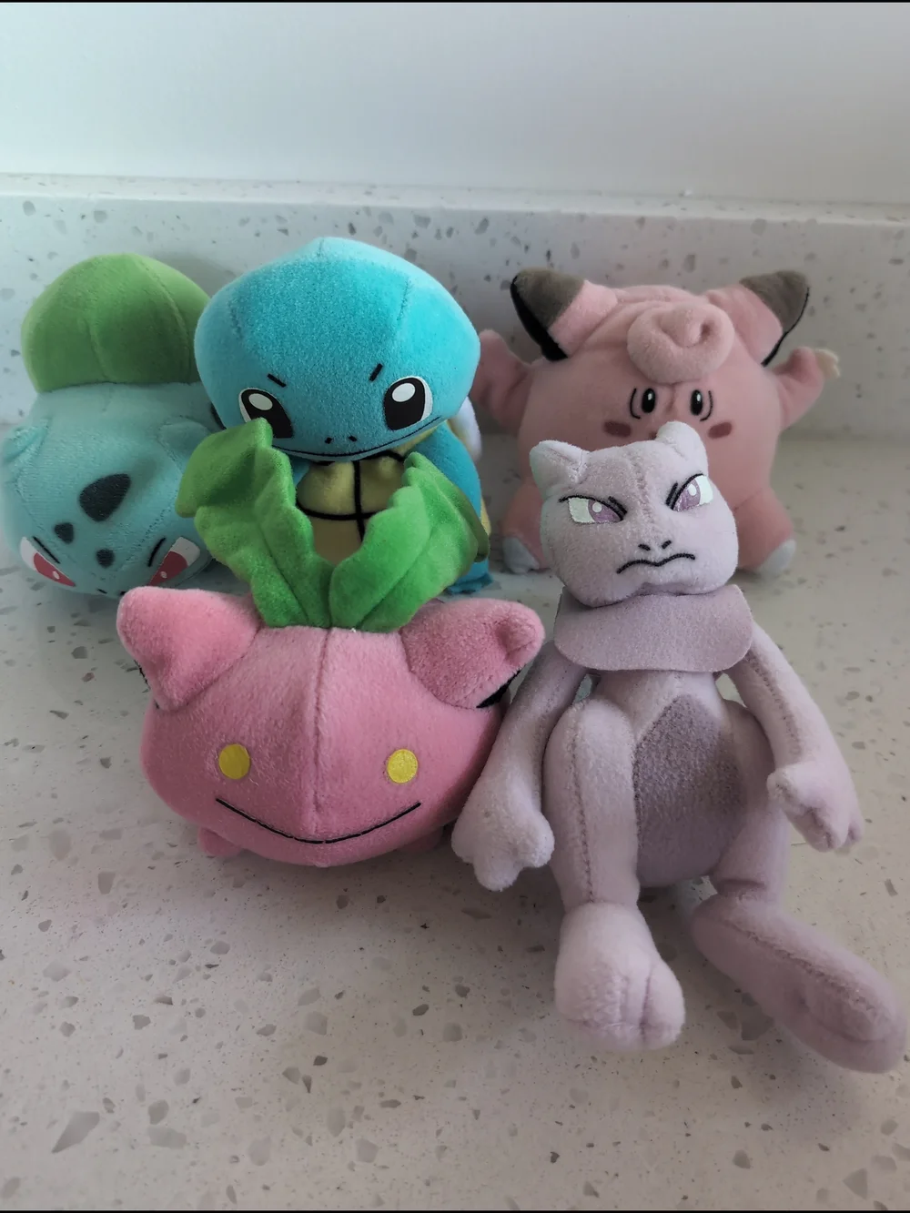 Vintage Hasbro Pokemon Plush Set Squirtle Hoppip Mewtwo Bulbasaur Clefairy